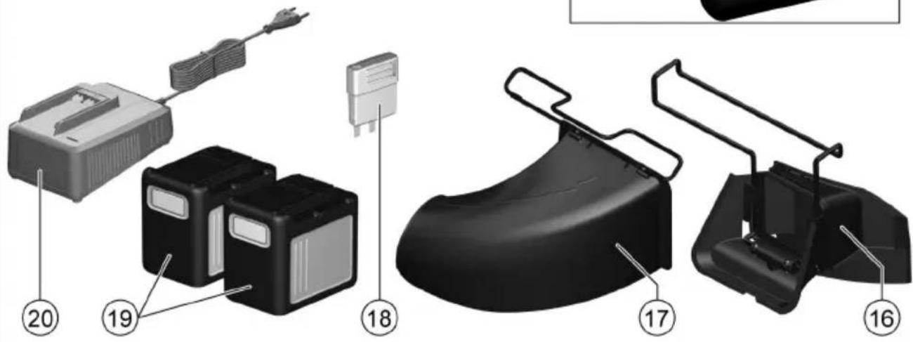 Exploded view diagram of a device with numbered parts labeled 16 to 20