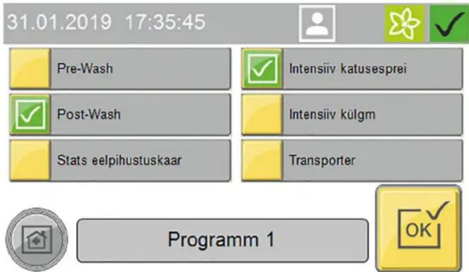 Kärcher CWB 3 - Programmi käivitamine displeeil - 1