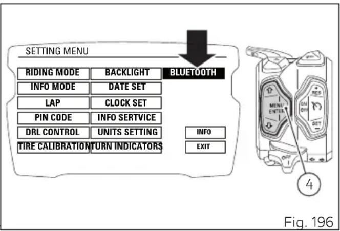 DUCATI Diavel 1260 S (2022) - Menu de configuration - configuration dispositifs Bluetooth - accessoire (BLUETOOTH) - 1