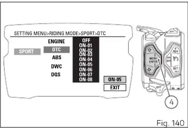 DUCATI Diavel 1260 S (2022) - Menu de configuration - style de conduite - configuration DTC (DTC) - 1