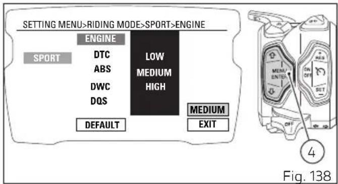 DUCATI Diavel 1260 S (2022) - Menu de configuration - style de conduite - configuration moteur (ENGINE) - 1