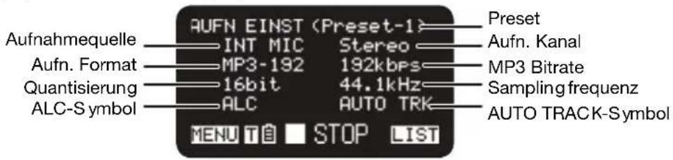 MARANTZ PMD661MKIII - Record Setup (Aufnahmeeinstellungen) - 1