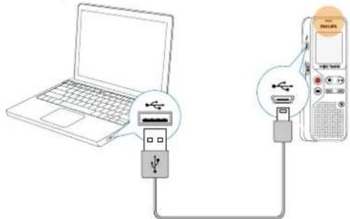 PHILIPS VoiceTracer DVT1120 - Branchement à l'ordinateur - 1