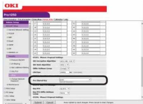 OKI Pro1050 - 在[STEP4（步骤4）]中，设置预共享密钥。对于[Pre-Shared Key（预共享密钥）]，请输入最少1个最多不超过64个半角字母数字字符。在此处示例中，字符串输入为“ipscc”。 - 1