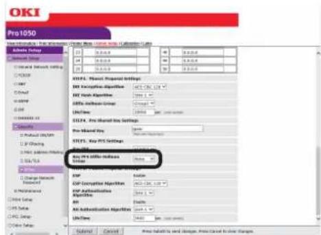 OKI Pro1050 - 在[STEP4（步骤4）]中，设置预共享密钥。对于[Pre-Shared Key（预共享密钥）]，请输入最少1个最多不超过64个半角字母数字字符。在此处示例中，字符串输入为“ipscc”。 - 3