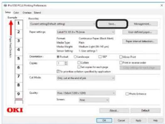 OKI Pro1050 - 保存设置 - 2
