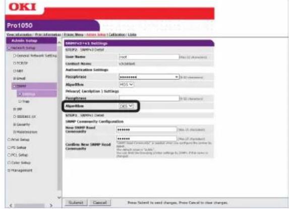 OKI Pro1050 - 选择[Algorithm（算法）]。 - 1