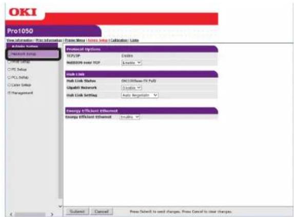 OKI Pro1050 - 在[Admin Setup（管理员设置）]选项卡上，点击[Network Setup（网络设置）]。 - 1