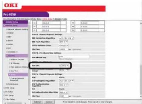 OKI Pro1050 - 在[STEP4（步骤4）]中，设置预共享密钥。对于[Pre-Shared Key（预共享密钥）]，请输入最少1个最多不超过64个半角字母数字字符。在此处示例中，字符串输入为“ipscc”。 - 2