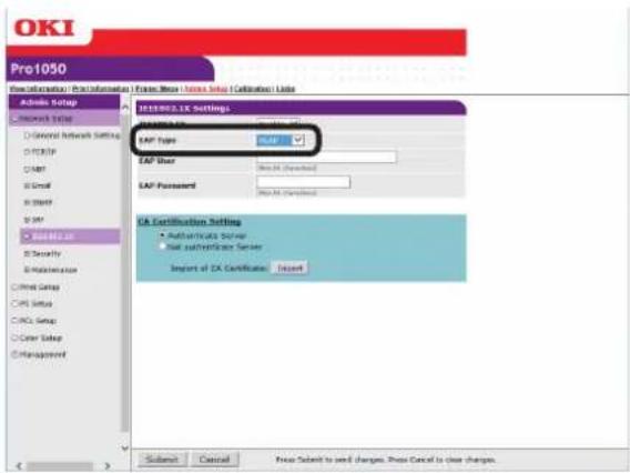 OKI Pro1050 - 若要使用PEAP - 1