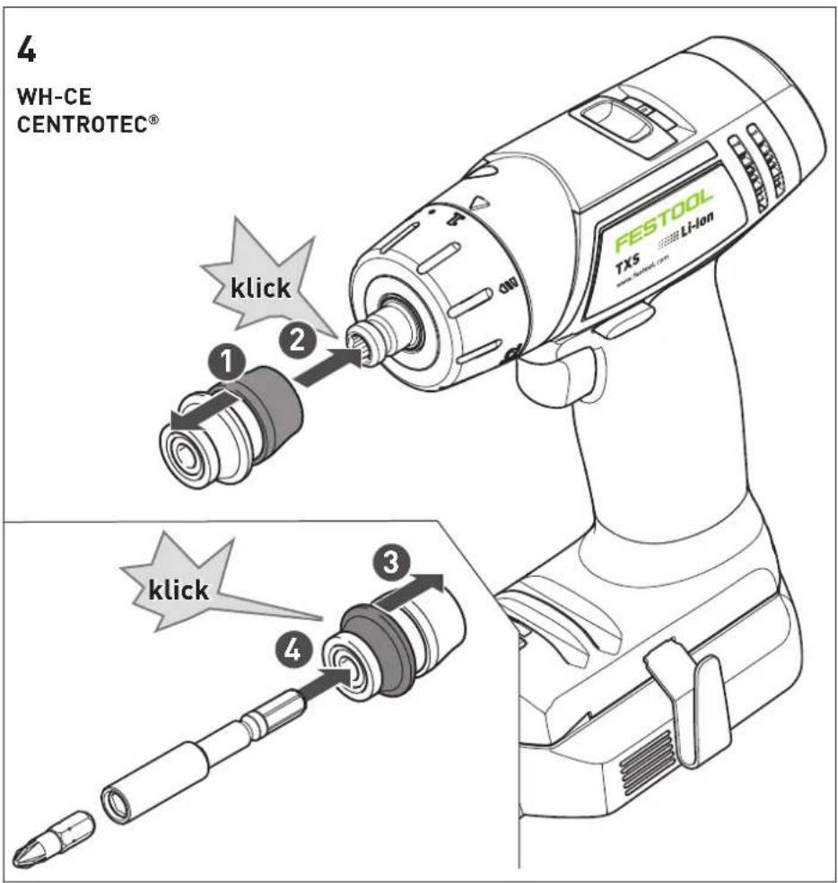 4 WH-CE CENTROTEC® FESTOOL TX5 L-ion 1 2 klick 3 klick 4