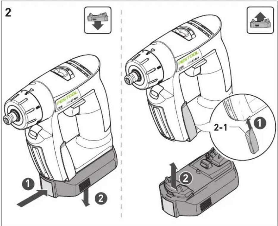 2 FESTOOL CXS 350 Litter 1 2 2-1 1 2