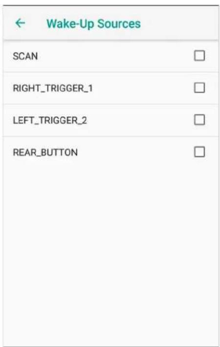 Wake-Up Sources SCAN RIGHT_TRIGGER_1 LEFT_TRIGGER_2 REAR_BUTTON