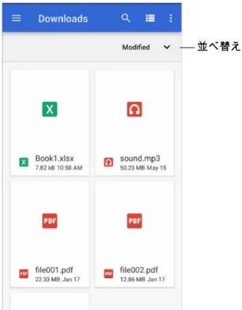 Downloads Modified 並べ替え X Book1.xlsx 7.82 kB 10:58 AM sound.mp3 50.23 MB May 15 PDF file001.pdf 22.33 MB Jan 17 PDF file002.pdf 12.86 MB Jan 17