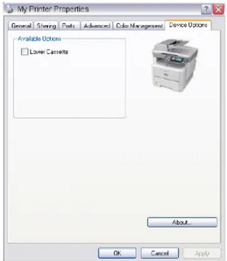 OKI ES4160 MFP - Onglet options du périphérique - 1