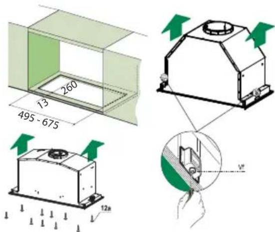 BLAUPUNKT 5DA45450 - ANTES DE MONTAR LA CAMPANA EN EL ARMARIO DE PARED, PROCEDA DE LA SIGUIENTE MANERA: - 3