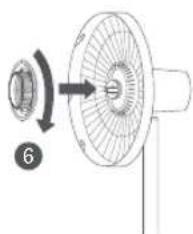Diagram showing a fan blade with a rotating knob and labeled component 6