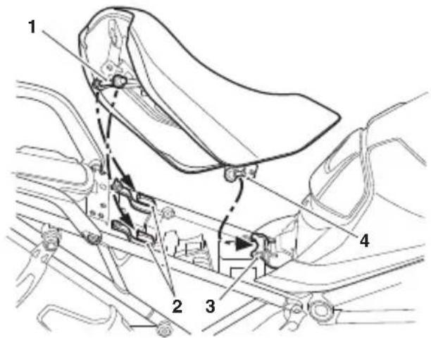 TRIUMPH Tiger 1200 (2022) - Mécanisme de déverrouillage de la selle conducteur - 1