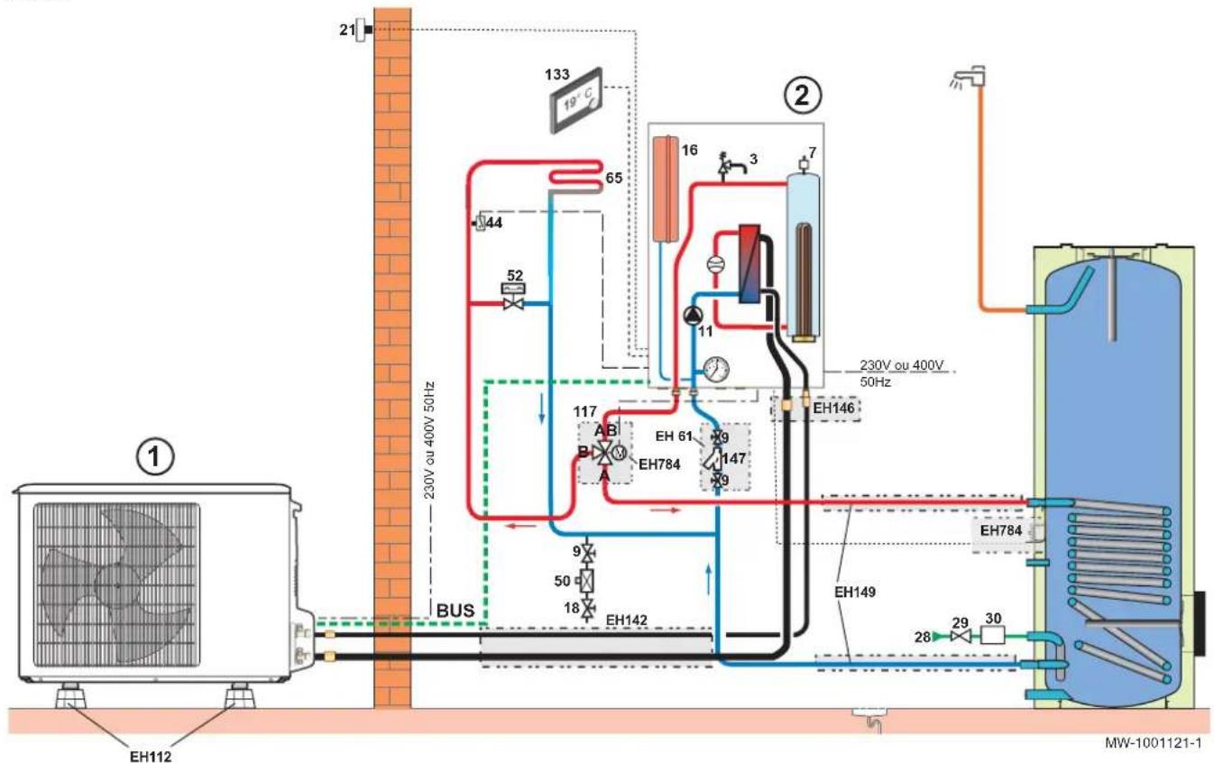 Baxi Platinum BC iPlus V200 R32 - Schema van de waterzijdige aansluitingen - 1