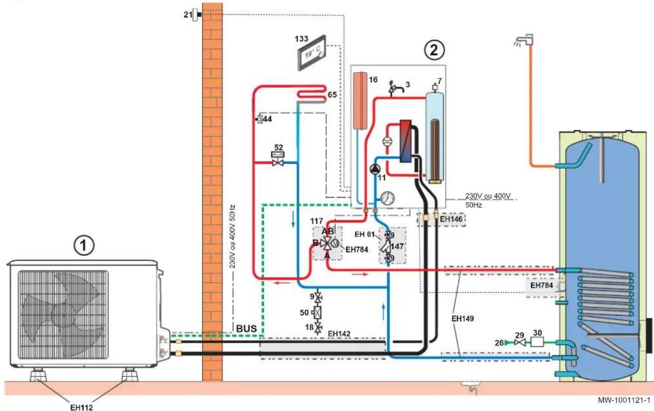 Baxi Platinum BC iPlus V200 R32 - Esquema de ligações hidráulicas - 1