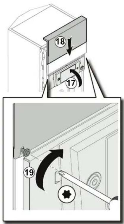 Diagram illustrating door door door repair instructions with numbered steps and directional arrows