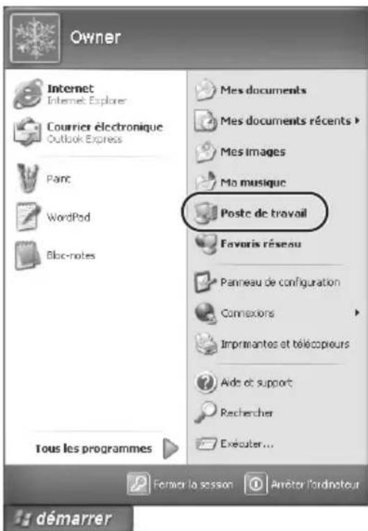 SONY HDPSM1 - Déroulez le menu [Demarrer] et cliquez sur [Poste de travail]. - 1