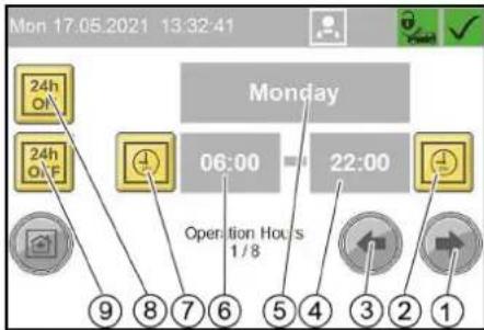 Kärcher SB OB - Menu Operation Hours Holidays - 2