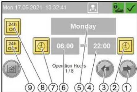 Kärcher SB OB - Meny Operation Hours Holidays - 1