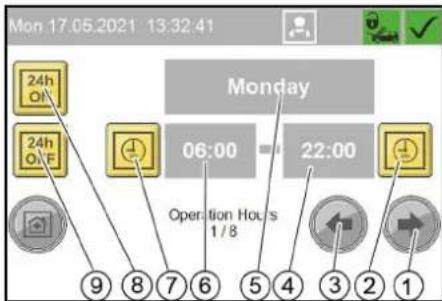 Kärcher SB OB - Menu Operation Hours Holidays - 1