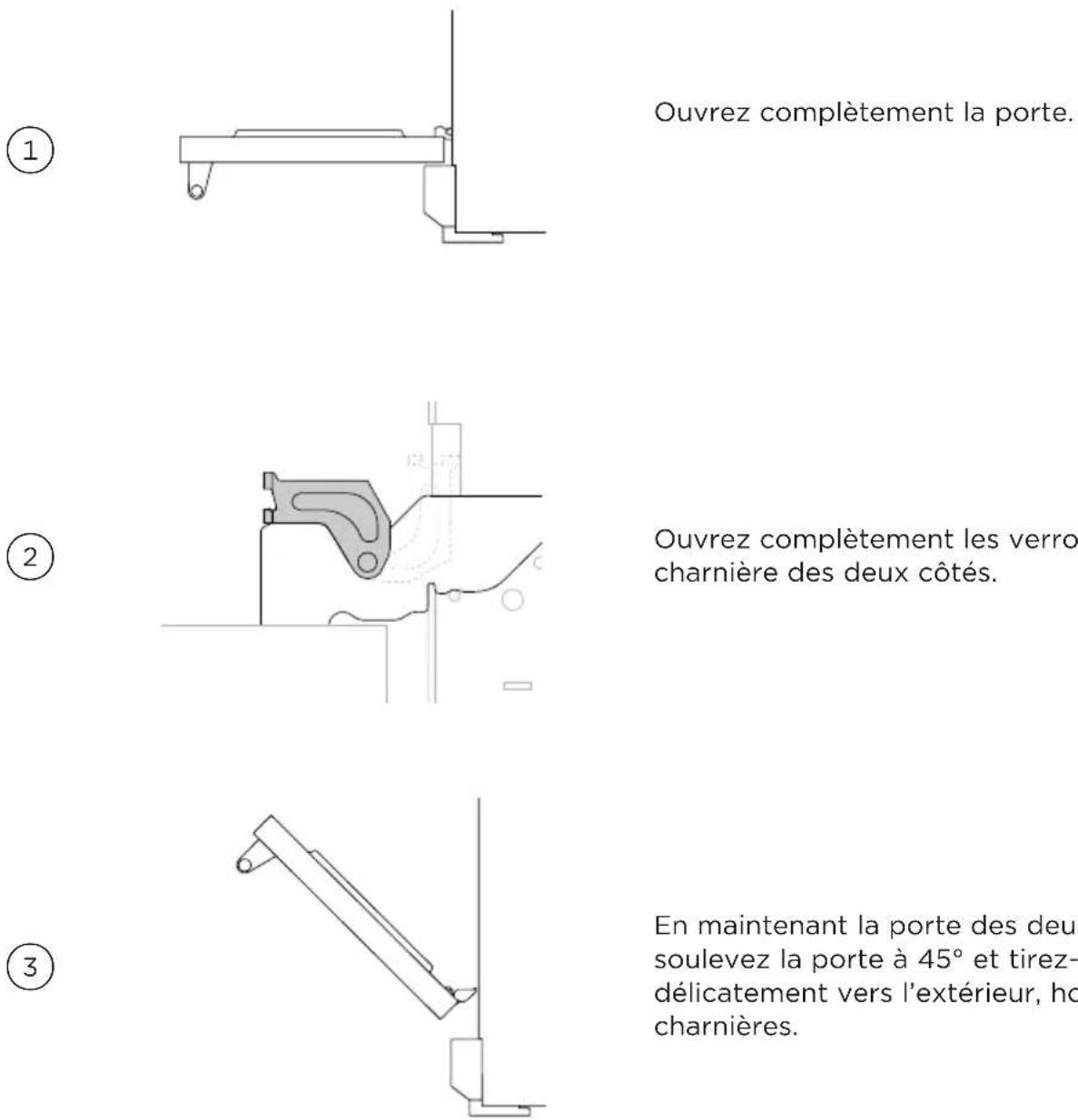 Fisher & Paykel RGV3486GD - Pour retirer la porte - 1