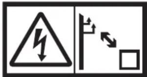 Safety warning sign showing lightning bolt symbol and pole with directional arrows indicating shock hazard