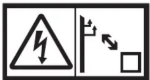 Safety warning sign showing lightning bolt symbol and pole with directional arrows indicating shock hazard