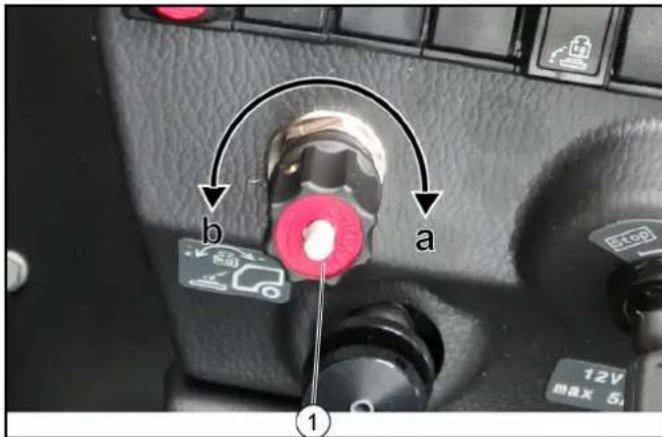 Kärcher MIC 70 - Setting the lowering speed of the front power lift - 1