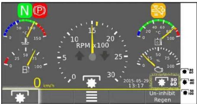 N P 50 100 °C 150 0 150 25 75 0 100 RPM x100 5 20 25 100 0 km/h 20 60 20 80 40 100 25 75 0 100 2015-05-29 13:17 Un-inhibit Regen