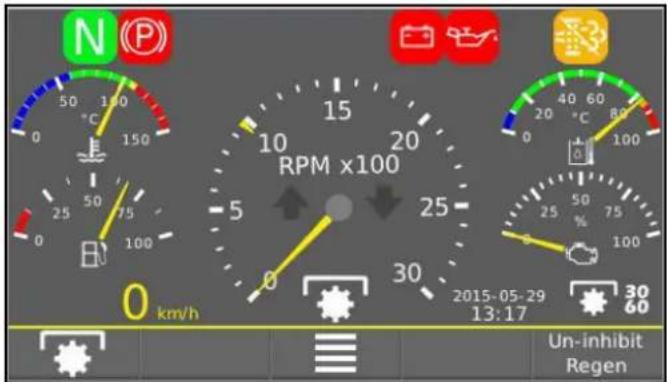 N (P) 50 100 °C 150 0 25 50 75 0 100 RPM x100 15 10 20 5 25 0 30 2015-05-29 13:17 30 60 km/h Un-inhibit Regen