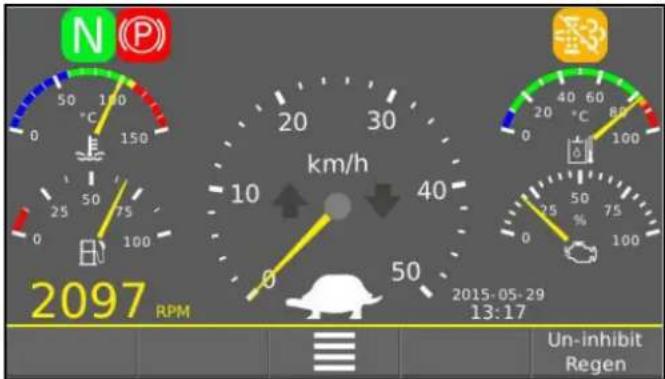 N P 2097 RPM km/h 10 40 50 2015-05-29 13:17 Un-inhibit Regen