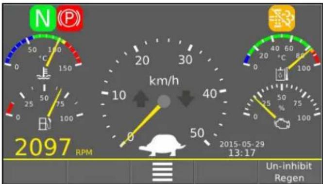 N P 2097 RPM km/h 2015-05-29 13:17 Un-inhibit Regen