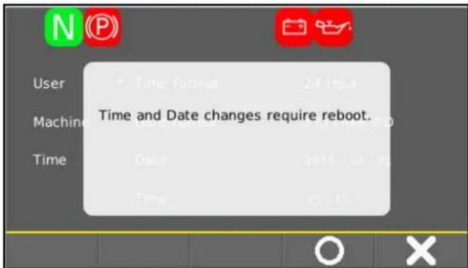 User Time and Date changes require reboot. Machine Time Date 2015-04-06 Time 13:15