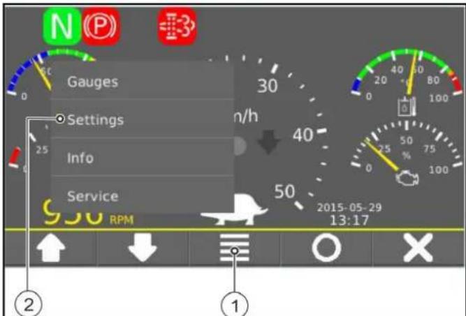 Gauges Settings Info Service RPM 25 30 40 50 2015-05-29 13:17 ② ①