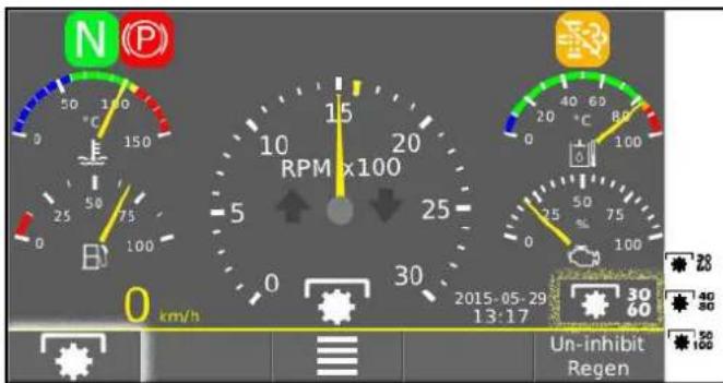 N P 50 10 °C 150 25 75 0 100 B RPM x100 15 20 5 25 30 km/h 2015-05-29 13:17 Un-inhibit Regen 40 80 50 100 25 40 80