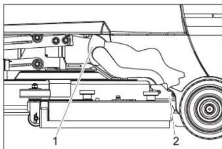 Technical diagram of a vehicle's internal components with numbered parts labeled 1 and 2