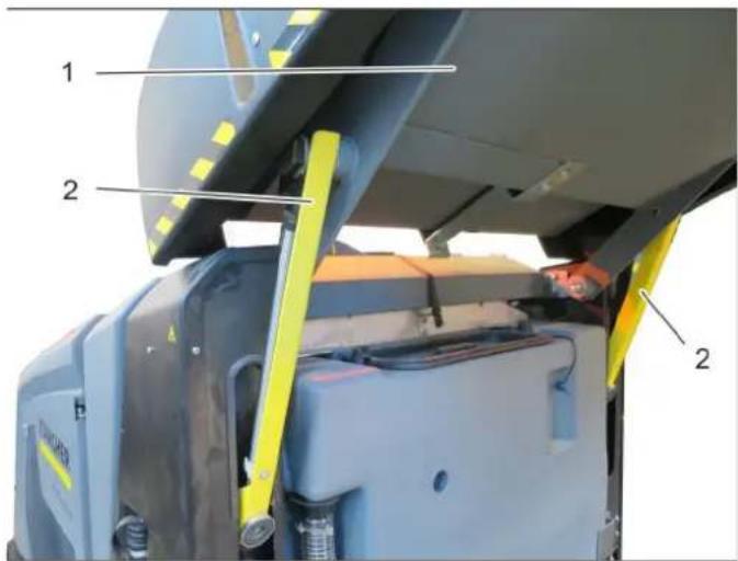 Kärcher B 300 R I D - Mettere in sicurezza il contenitore per lo sporco sollevato - 1