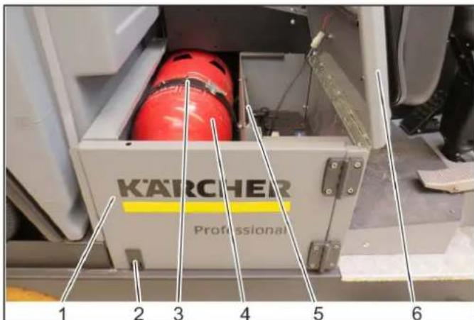 Kärcher B 300 R I D - Montar/trocar garrafa de gás - 1