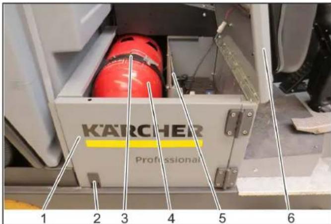 Kärcher B 300 R I D - Τοποθέτηση/αντικατάσταση φιάλης αερίου - 1