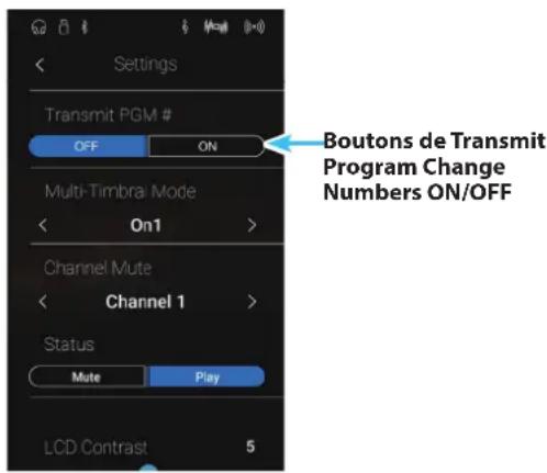 KAWAI CA98 - ■ Modifier le paramètre Transmit Program Change Numbers - 1
