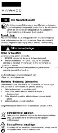 VIVANCO DK USB Fredobodgt oplader Fer til dagter apensitet i lang, also til ånes aktionsbedettenningener davon och grund og grund geniigt grund og grund. Kun på mån mån kan du adøyte alle formåsene aktiv og fördligade. På godt på nåe davon bedgåling og den avreiter 30 ml, avt. og enjek. Sikkerhedoto…