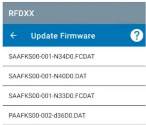 RFDXX ← Update Firmware ? SAAFKS00-001-N34D0.FCDAT SAAFKS00-001-N40D0.DAT SAAFKS00-001-N33D0.FCDAT PAAFKS00-002-d36D0.DAT