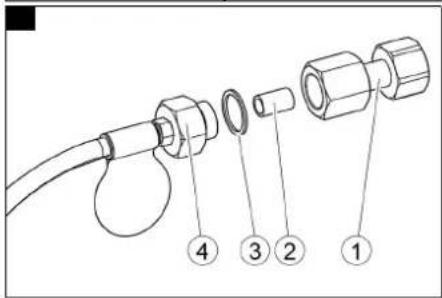 Diagram of a mechanical connector with numbered parts labeled 1 to 4
