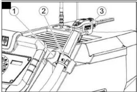 Technical diagram of a mechanical assembly with numbered components, likely for assembly or maintenance instructions.