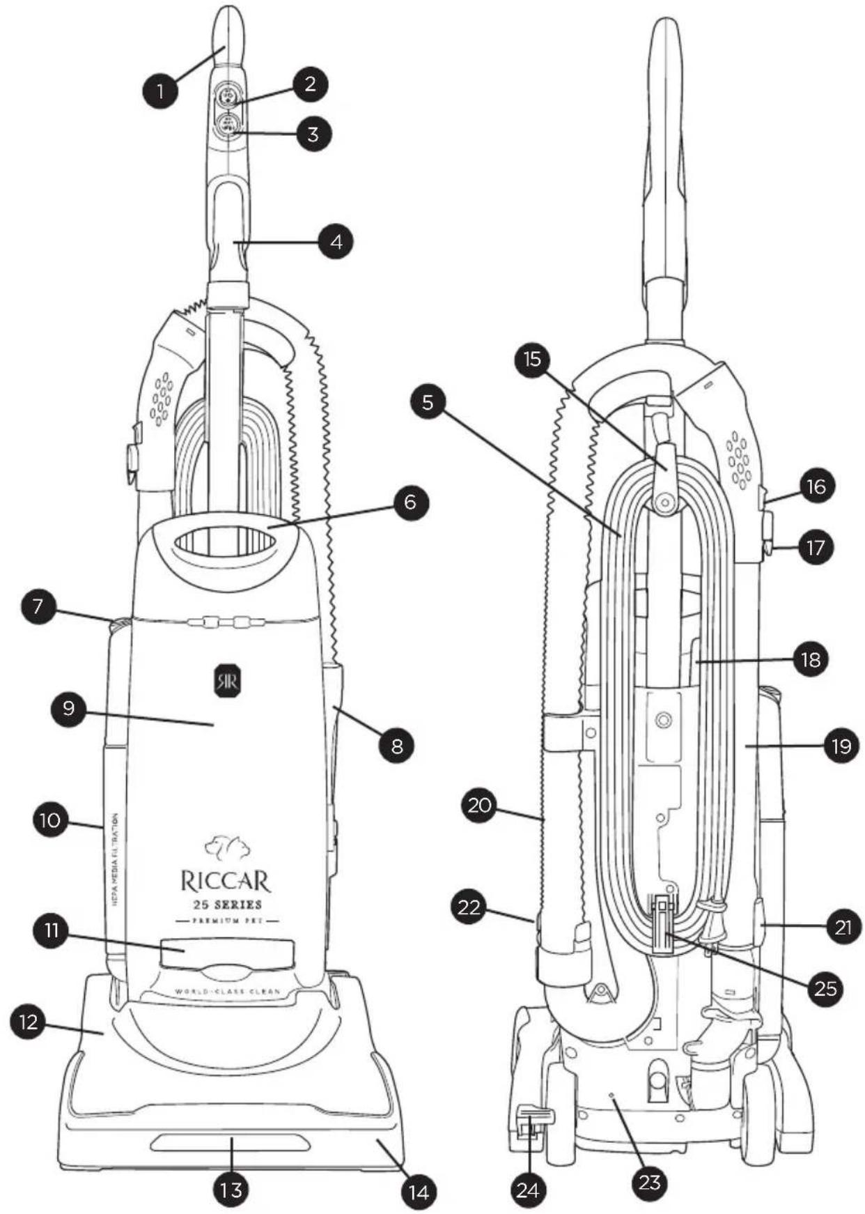 Riccar Premium Pet R25P.2 - Cable de Alimentacion de Dos Polos - 2